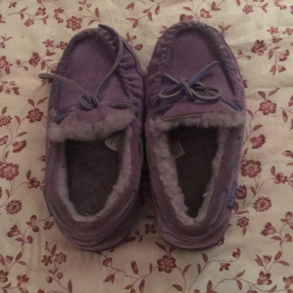 LL Bean purple fuzzy slippers